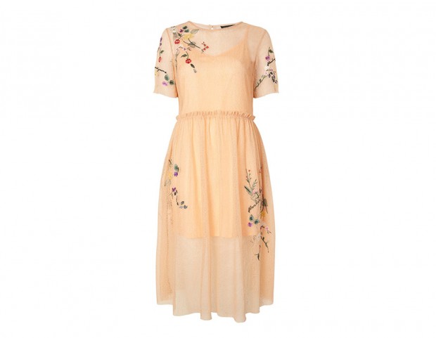 Abito midi con applique floreali