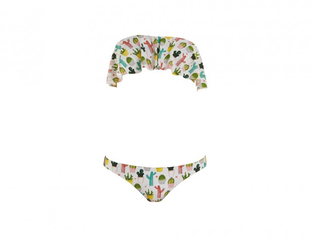 Bikini stampa cactus con volant