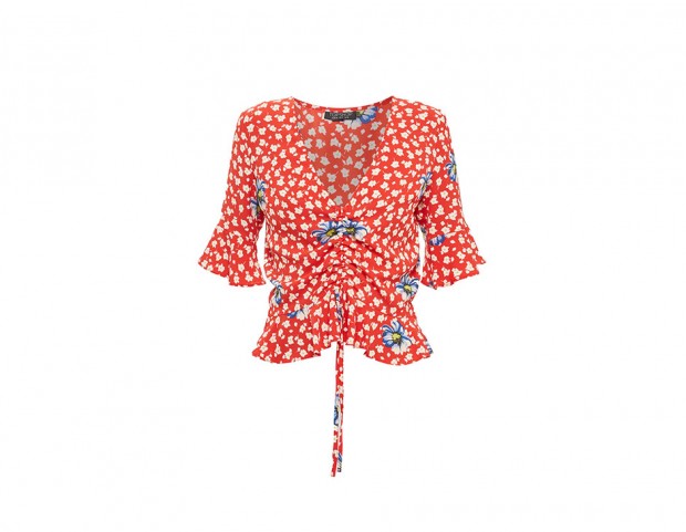 Blusa a fiori con ruches