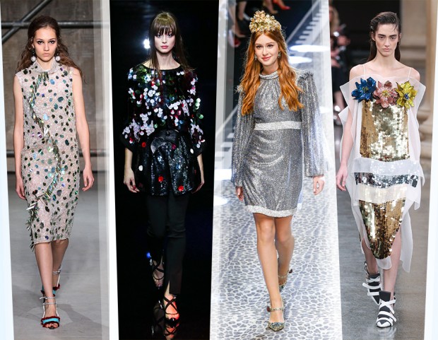 Pailettes e lustrini: Marni, Emporio Armani, Dolce&Gabbana, Christopher Kane