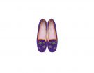 Slippers in velluto viola con ricami Swarosky di stelle e lune