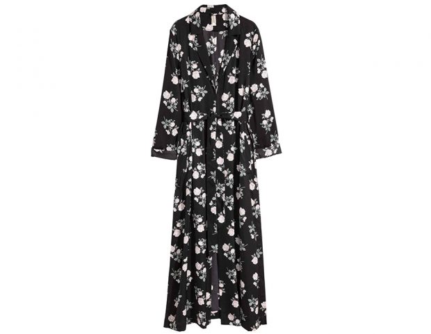 Spolverino lungo in satin floreale