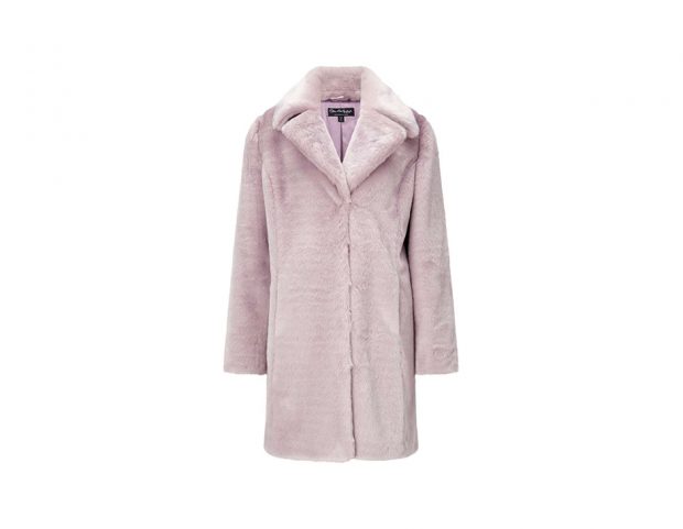 Midi coat in pelliccia lilla