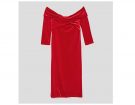 Tubino in velluto rosso con drappeggi