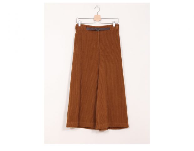 Culotte pants a coste con cintura in vita