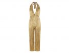 Jumpsuit oro in tessuto plissé