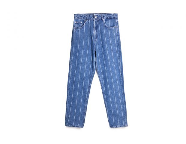 Jeans cropped a righe