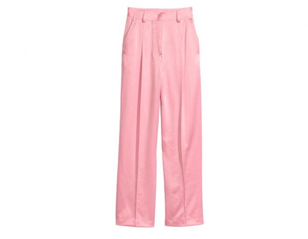 Pantaloni in satin rosa confetto