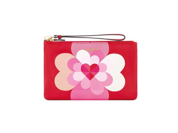 Pochette di pelle con intarsio a cuore