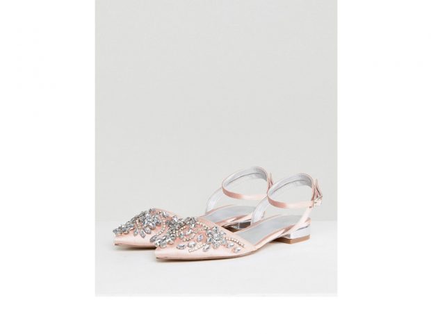 Ballerine di raso con strass