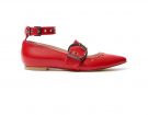 Ballerine in pelle con cinturino alla caviglia