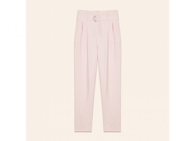 Pantaloni rosa con cintura in vita