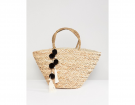 Borsa di paglia con pom pom