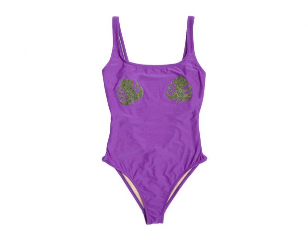 Costume intero con foglie lurex