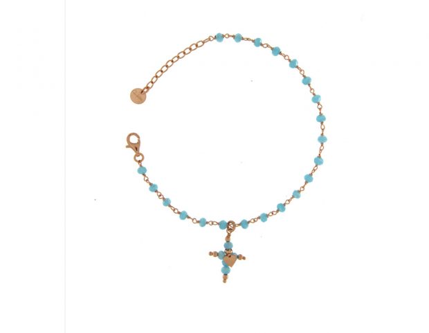 Bracciale con croce e pietre colorate