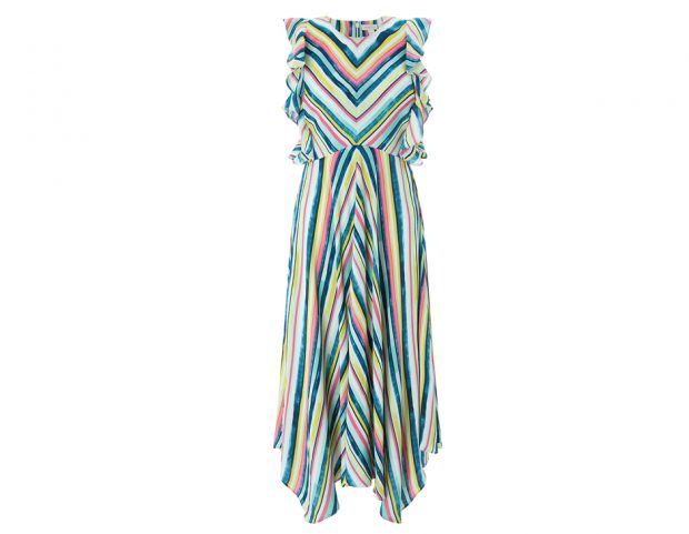 Abito a righe multicolor con ruches