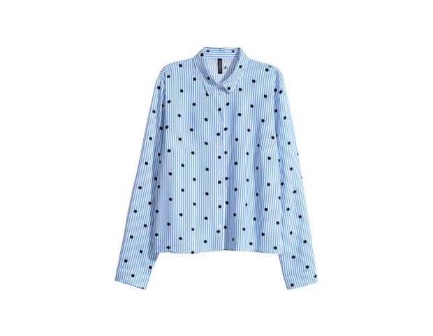 Camicia in viscosa a pois con sfondo a righe