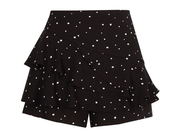 Black polka dot frill shorts