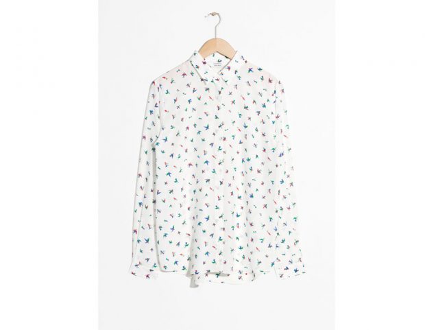 Camicia in seta con pappagallini