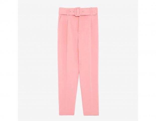 Pantaloni rosa con cintura in vita