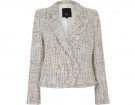 Cream boucle double-breasted fitted jacket