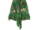 Petite green frill print shorts