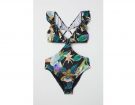 Costume intero con volant effetto bikini