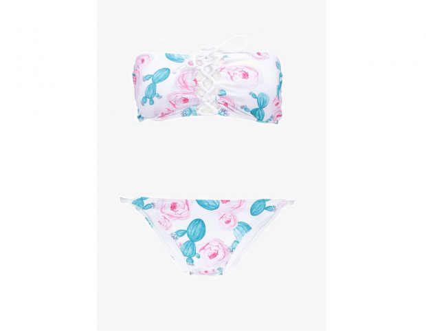 Bikini a fascia con fiori rosa di cactus