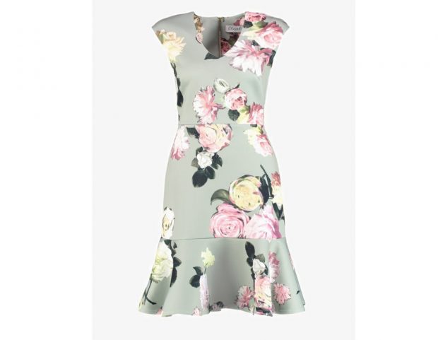 Abito con maxi rose stampate