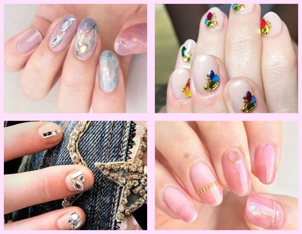 Vuoi provare la manicure gioiello? Sfoglia la gallery e scopri le nail art più belle per unghie preziose! (Photo credit: Instagram @ojimi_nail, nail_swag, @nailsbymei, collage di Francesca Merlo)