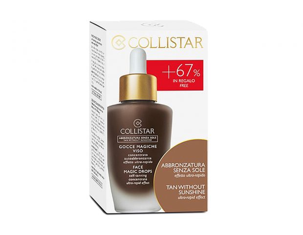 Poche gocce e come per magia la pelle assume un immediato colore dorato Poche gocce e come per magia la pelle assume un immediato colore dorato