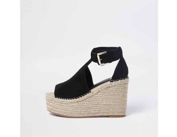 Black espadrilles platform wedges