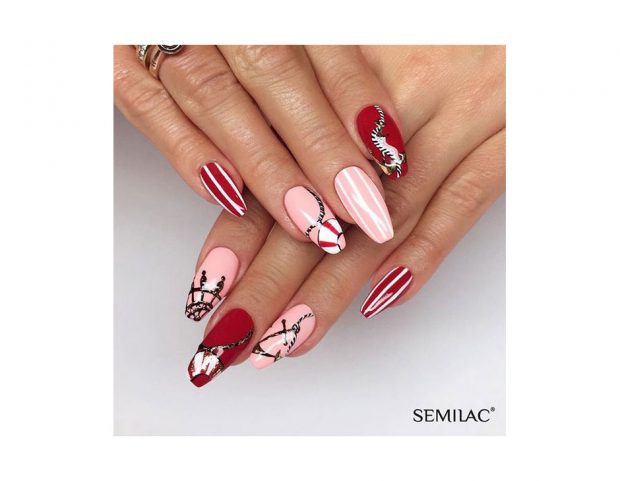 Nail art marinara originale, con il colore rosa come base. (Photo credit: instagram @semilac)