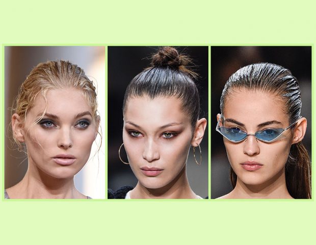 Vuoi provare la tendenza dei capelli a effetto bagnato? Sfoglia la gallery e prova a realizzare un’acconciatura wet-look! (Collage di Francesca Merlo)