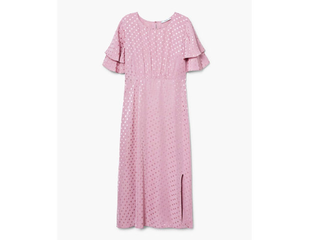 Rosa pastello con pois jacquard