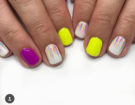 Manicure fluo con dettagli white