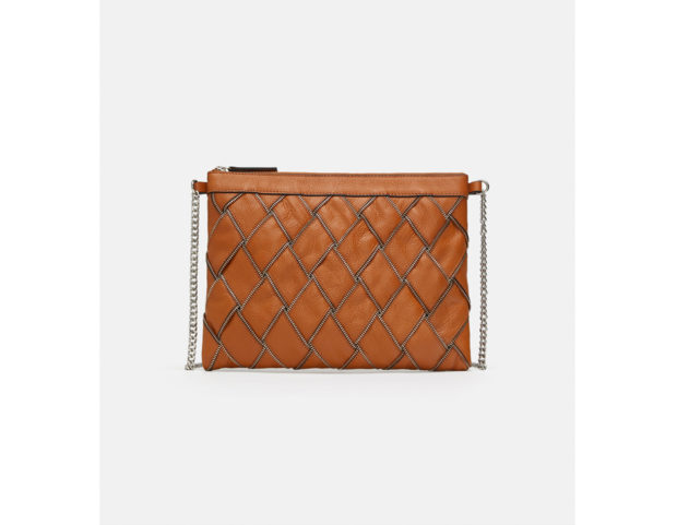 Clutch in pelle con cerniere