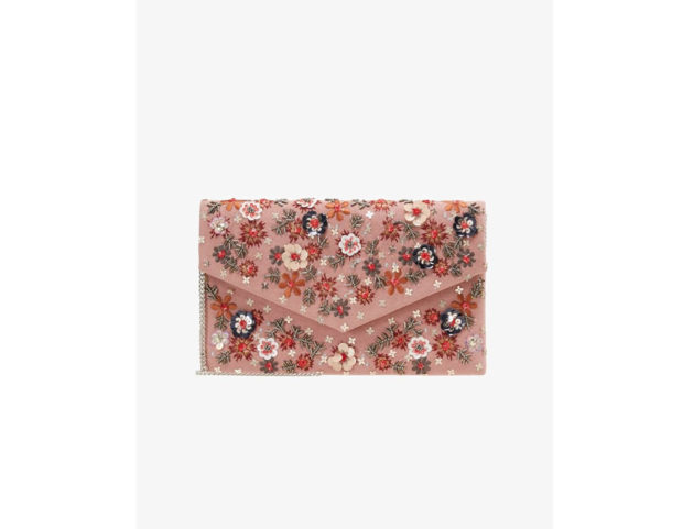 Pochette con ricami e applicazioni floreali