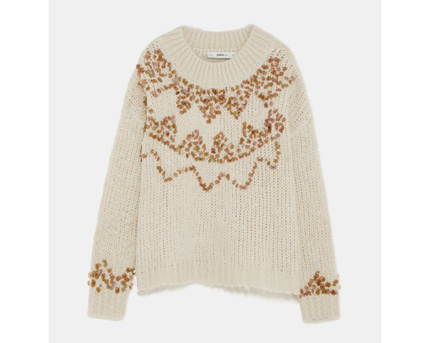 Pullover con ricami di paillettes