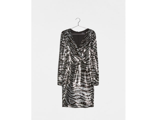 Vestito con stampa zebrata e paillettes