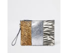 Pochette a stampa animalier zebrata e leopardata
