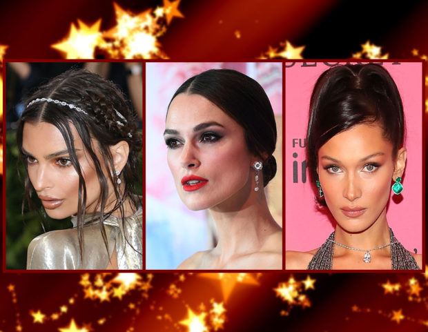 Vuoi provare un acconciatura super glam per le tue serate natalizie? Sfoglia la gallery e ispirati alle acconciature più eleganti delle star! (Photo credit: Getty Images, collage di Francesca Merlo)