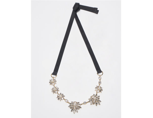 Collana con strass e gros-grain