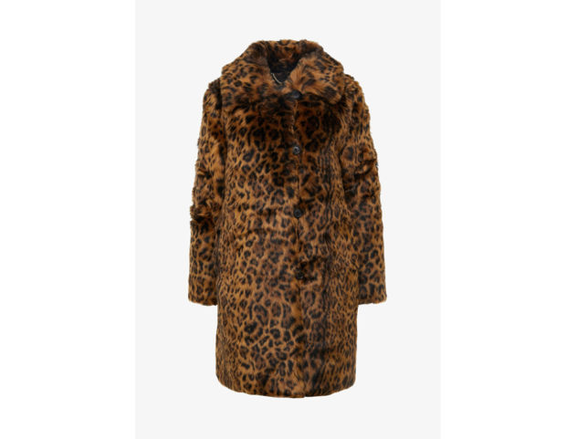 Cappotto leopardato in pelliccia sintetica