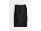 Wool Blend Midi Pencil Skirt