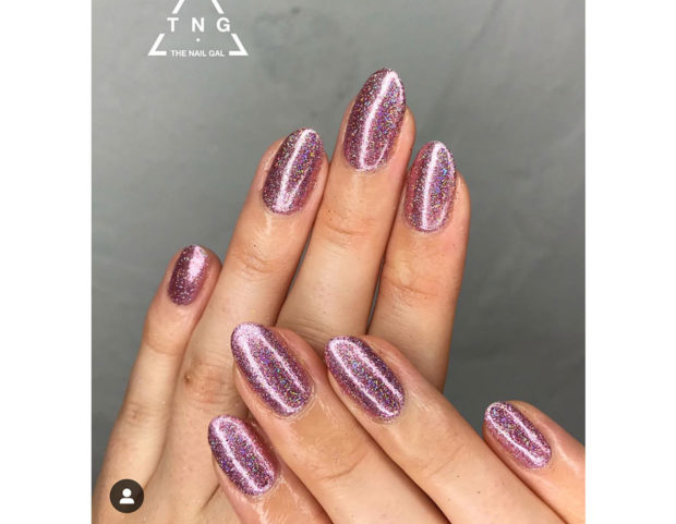 Manicure rosa sparkling