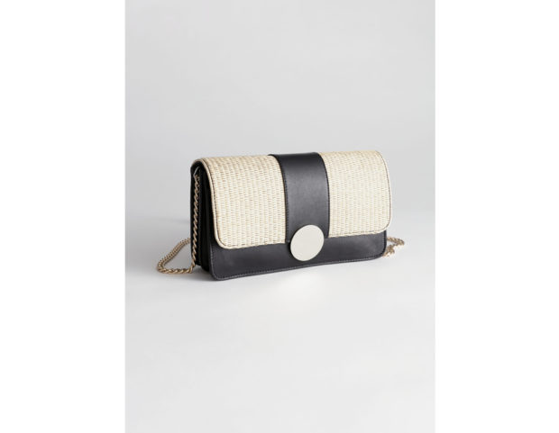 Handbag in pelle e paglia