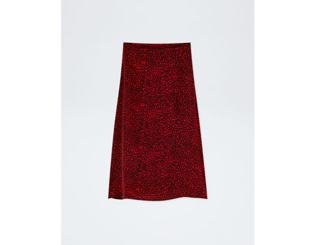 Gonna satin leopardata rossa