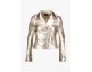 Giacca chiodo di pelle color oro
