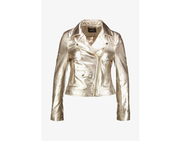 Giacca chiodo di pelle color oro